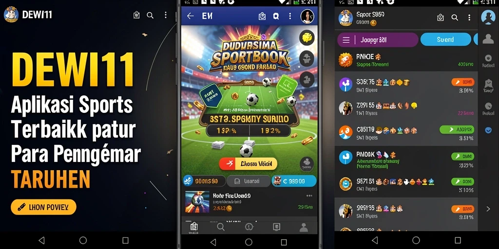 Screenshot DEWI11 menampilkan antarmuka aplikasi taruhan olahraga yang menarik.