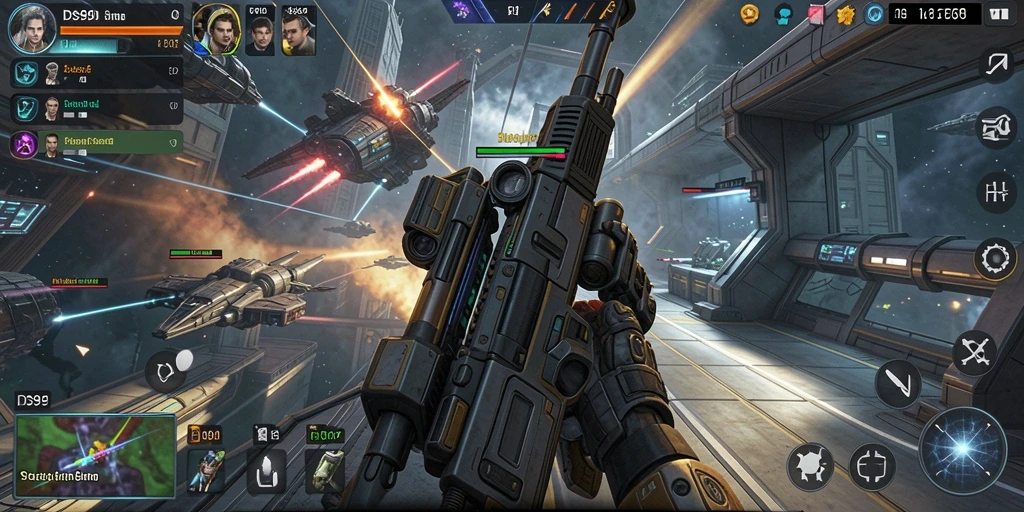 Tampilan gameplay DS99 dengan grafis yang memukau dan interaksi pemain.