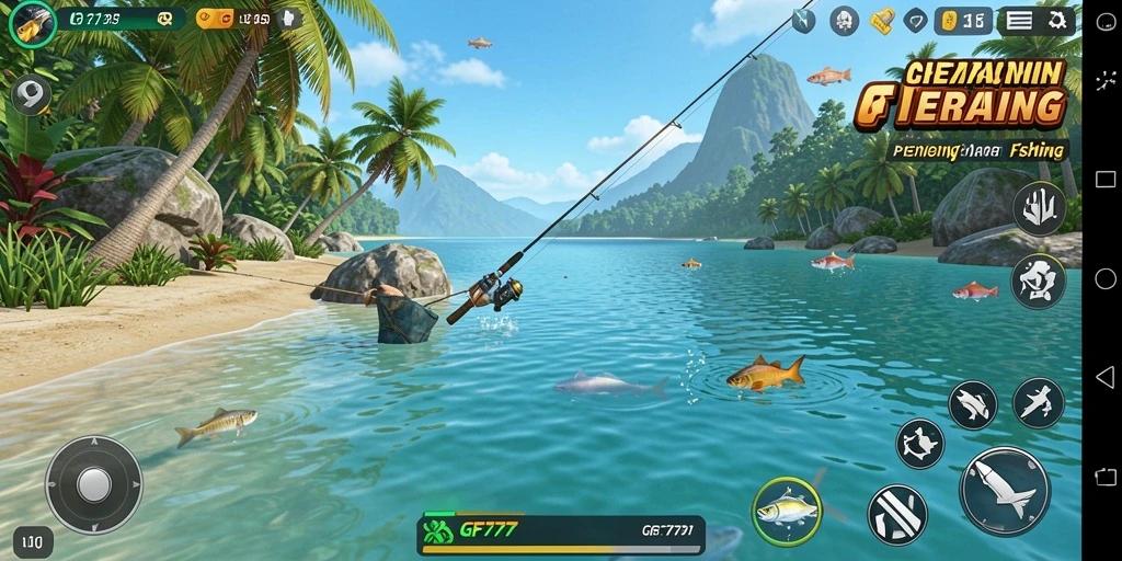 Tampilan gameplay <strong>GF777</strong> yang menarik dengan aksi memancing yang mendebarkan.