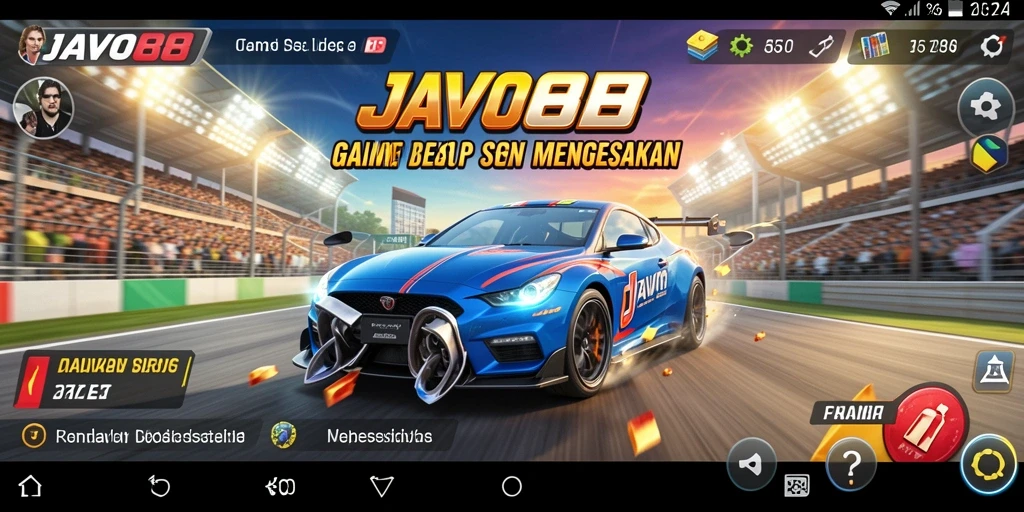 Tangkapan layar gameplay JAVO88 yang menunjukkan aksi balap seru.