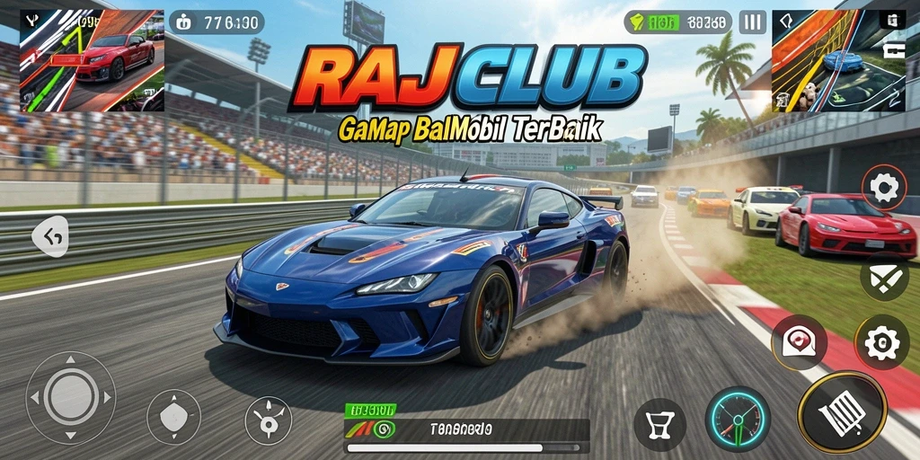 Gameplay RAJACLUB yang mendebarkan dengan balapan seru.