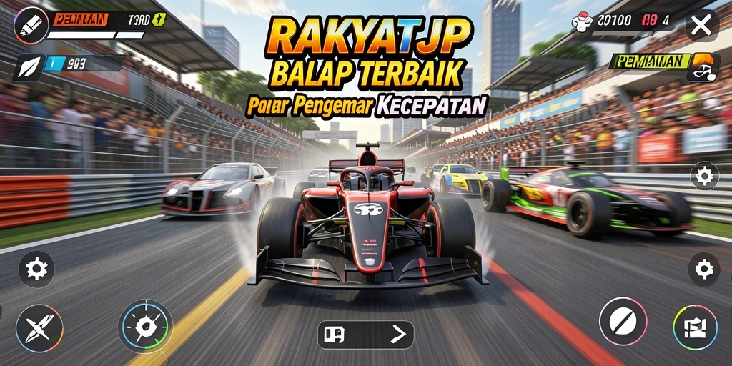 Tampilan gameplay RAKYATJP yang mendebarkan di lintasan balap.
