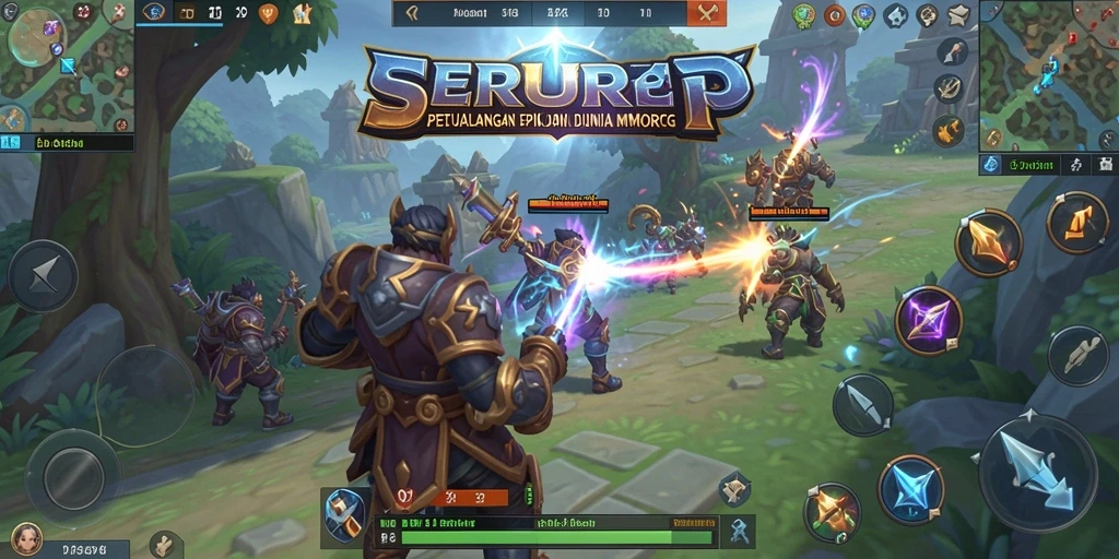 Tampilan gameplay SERURP yang penuh aksi dan warna.
