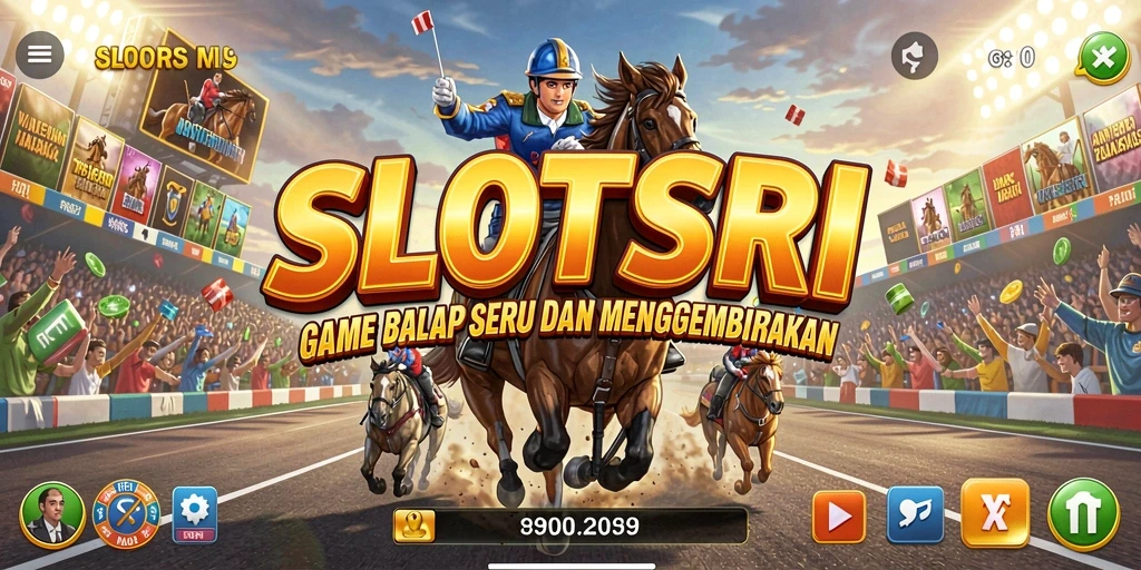 Tampilan gameplay SLOTSRI yang mendebarkan di jalur balap.