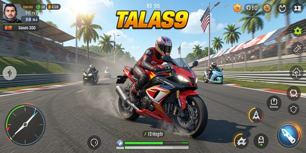 Tampilan gameplay seru balapan motor di TALAS89