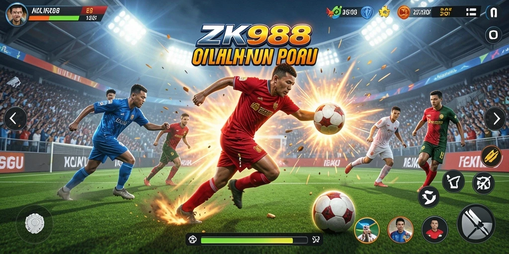 Tangkapan layar ZK988 menampilkan aksi pertandingan olahraga yang menegangkan.